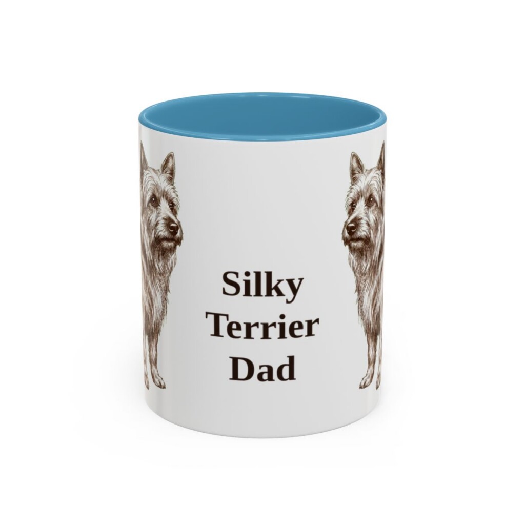 11oz Silky Terrier Dog Dad Mug, Light Blue, front view