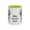 11oz Silky Terrier Dog Dad Mug, Light Green, front view