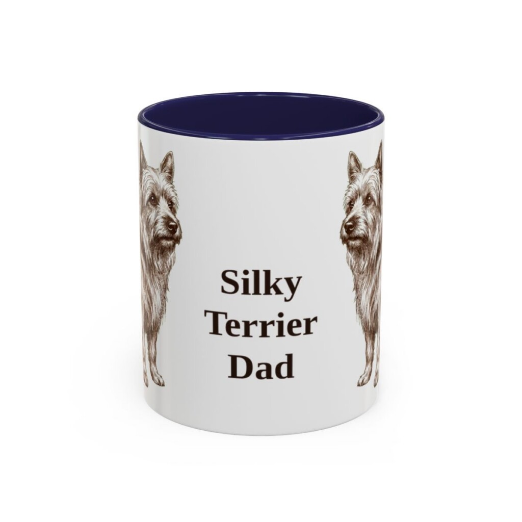 11oz Silky Terrier Dog Dad Mug, Navy, front view