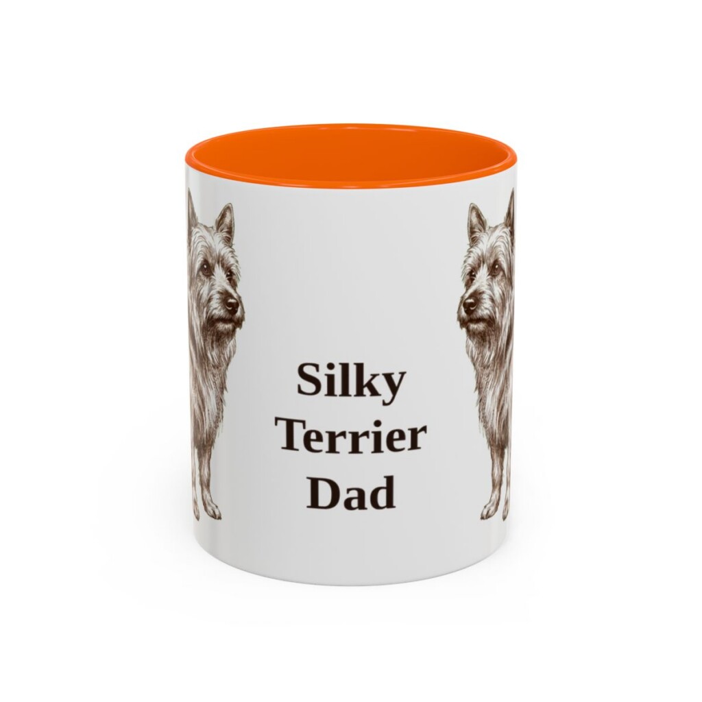 11oz Silky Terrier Dog Dad Mug, Orange, front view