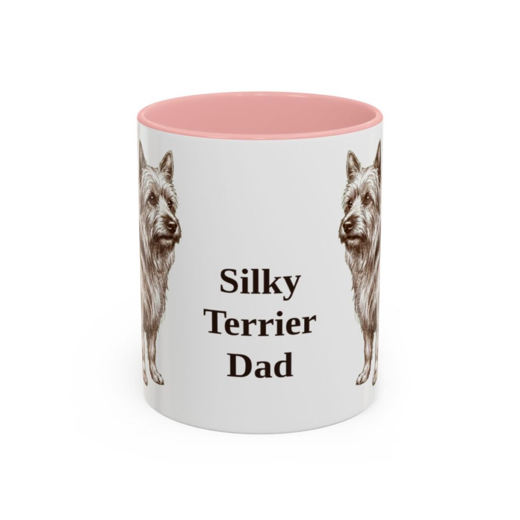 11oz Silky Terrier Dog Dad Mug, Pink, front view