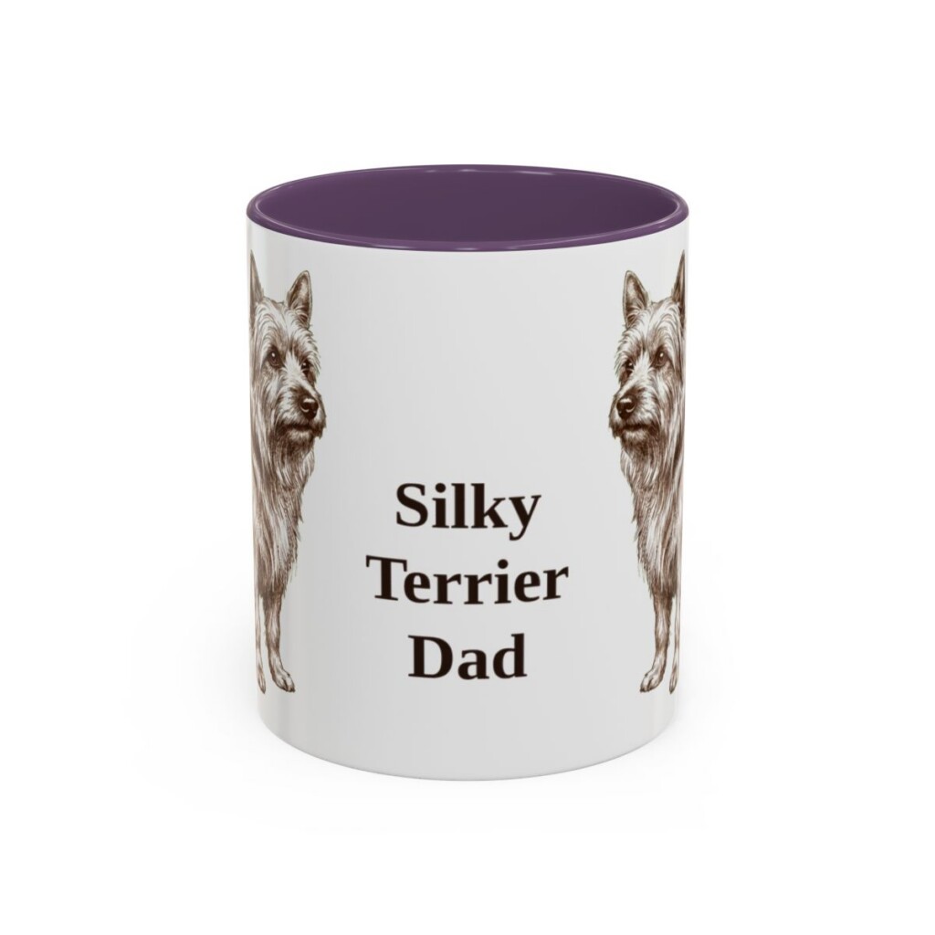 11oz Silky Terrier Dog Dad Mug, Purple, front view