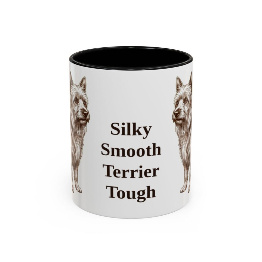 11oz-silky-terrier-mug-humor-black-front 11oz Funny Silky Terrier Mug, Black, front view