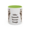 11oz-silky-terrier-mug-humor-light-green 11oz Funny Silky Terrier Mug, Light Green, front view