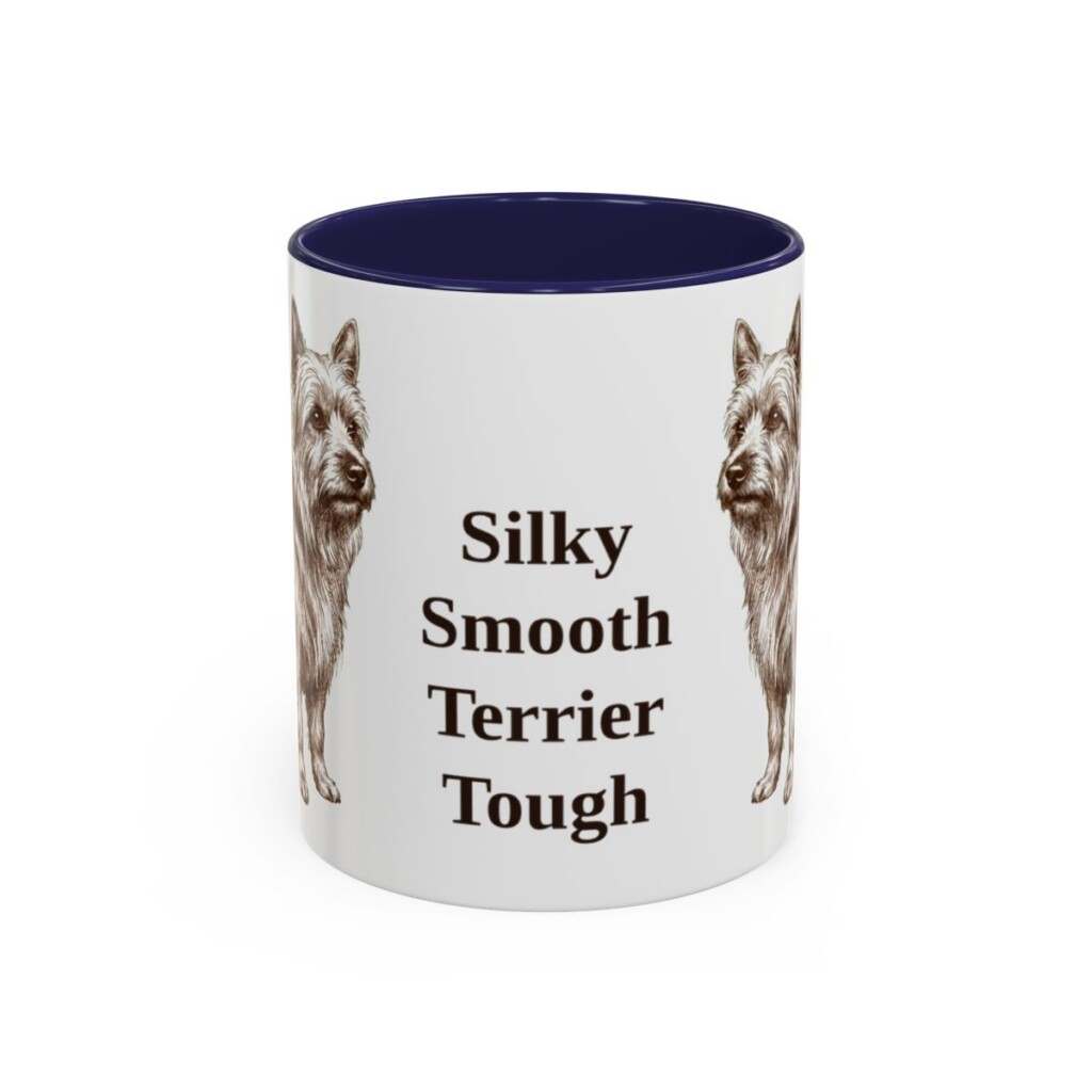 11oz-silky-terrier-mug-humor-navy 11oz Funny Silky Terrier Mug, Navy, front view