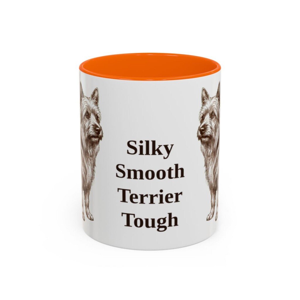 11oz-silky-terrier-mug-humor-orange 11oz Funny Silky Terrier Mug, Orange, front view