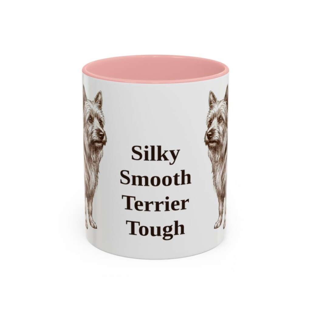 11oz-silky-terrier-mug-humor-pink 11oz Funny Silky Terrier Mug, Pink, front view