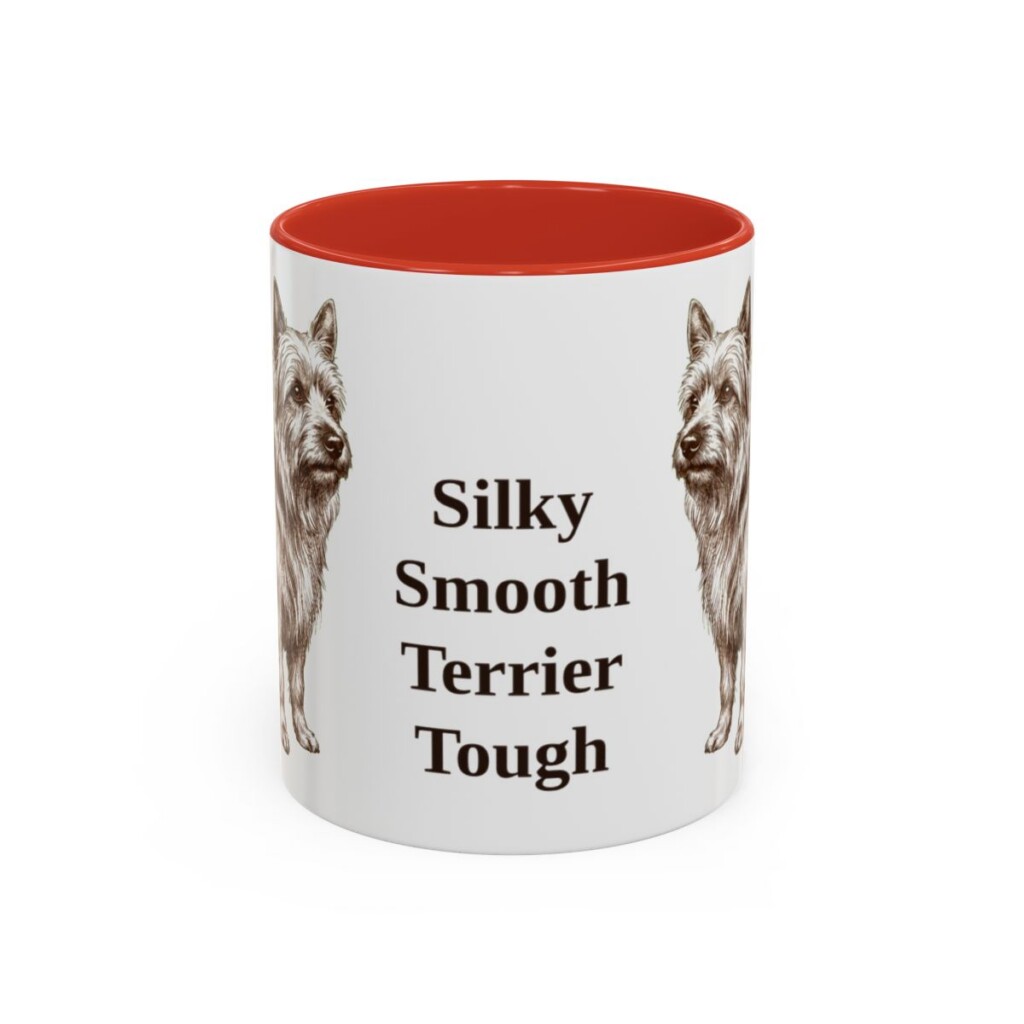 11oz-silky-terrier-mug-humor-red 11oz Funny Silky Terrier Mug, Red, front view