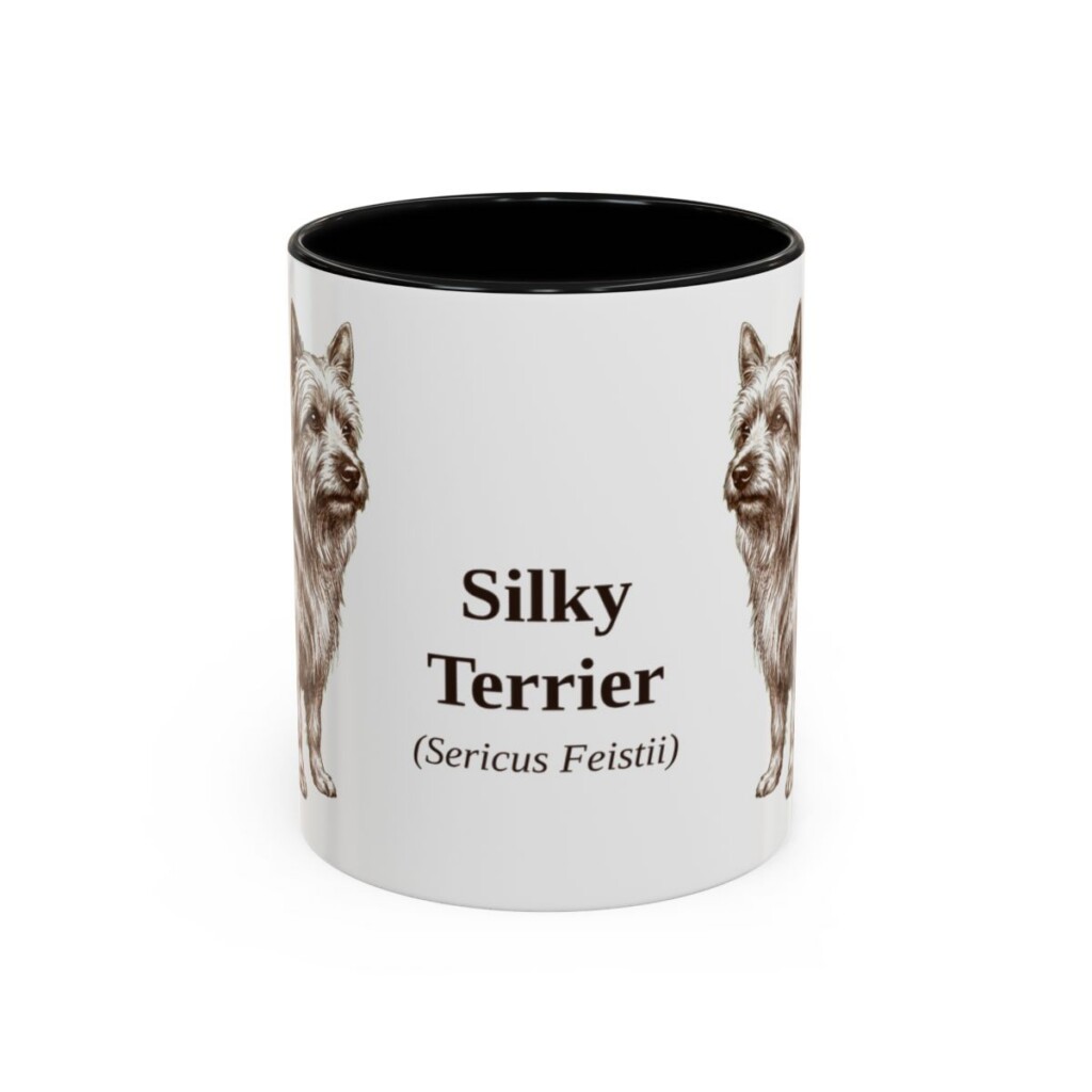 11oz Silky Terrier Latin Mug, Black, front view