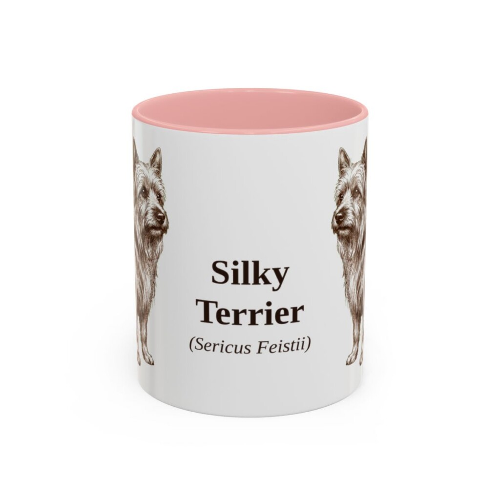 11oz Silky Terrier Latin Mug, Pink, front view
