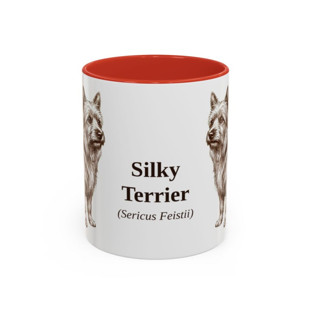 11oz Silky Terrier Latin Mug, Red, front view