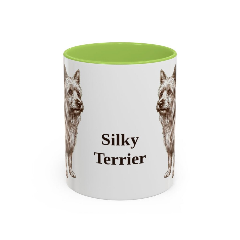 11oz Silky Terrier Mug, Light Green, front view