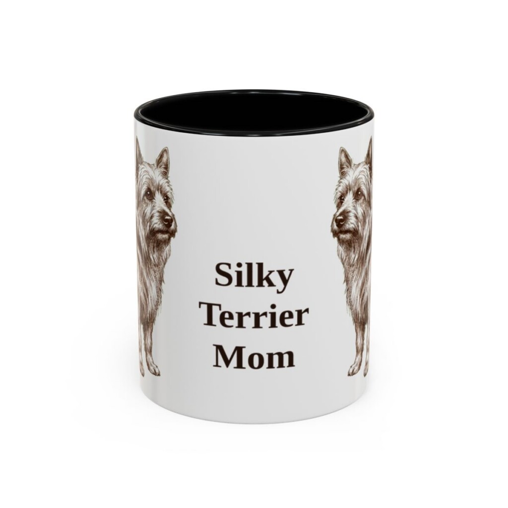11oz Silky Terrier Dog Mom Mug, Black, front view
