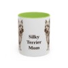 11oz Silky Terrier Dog Mom Mug, Light Green, front view