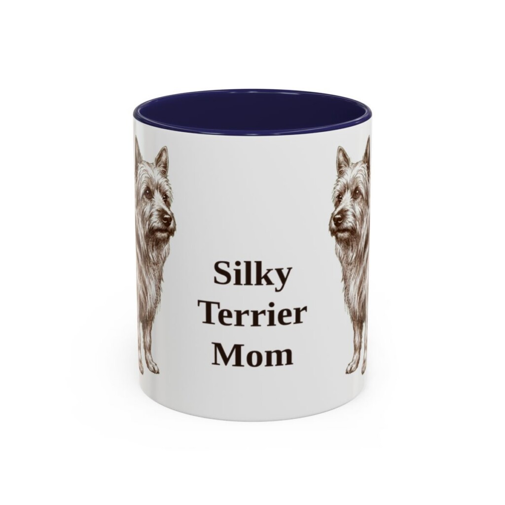 11oz Silky Terrier Dog Mom Mug, Navy, front view