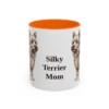 11oz Silky Terrier Dog Mom Mug, Orange, front view