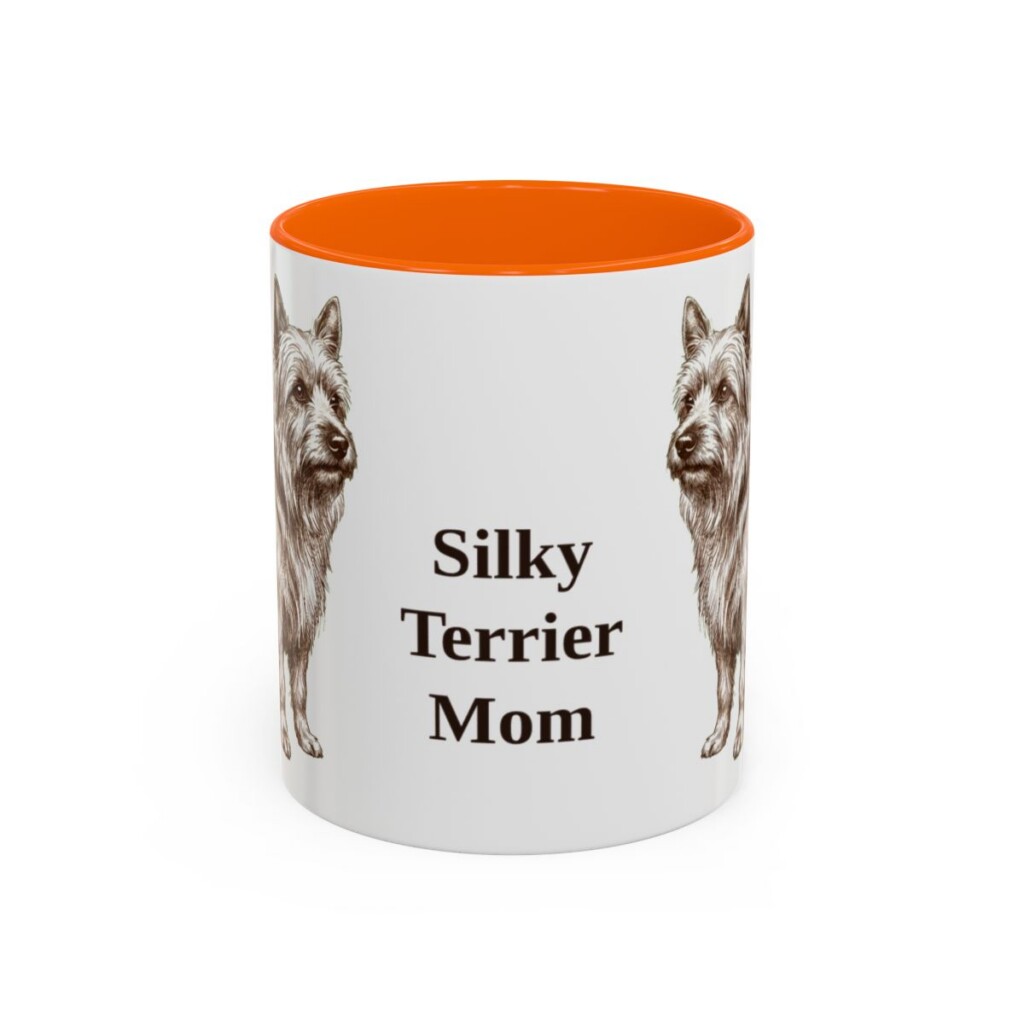 11oz Silky Terrier Dog Mom Mug, Orange, front view