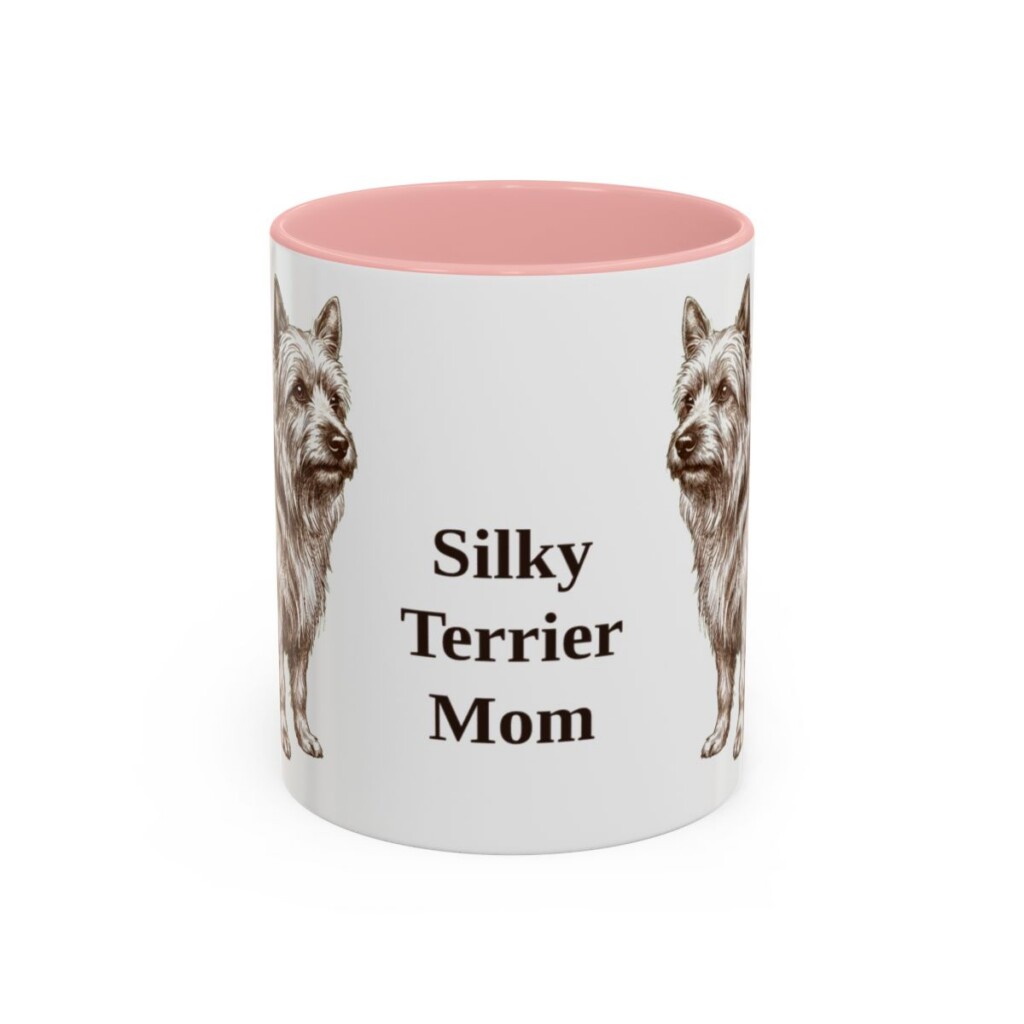 11oz Silky Terrier Dog Mom Mug, Pink, front view