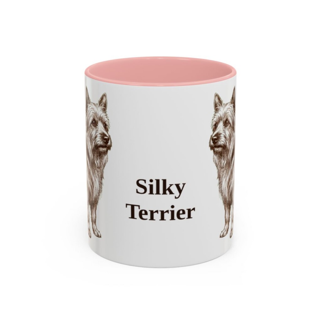 11oz Silky Terrier Mug, Pink, front view