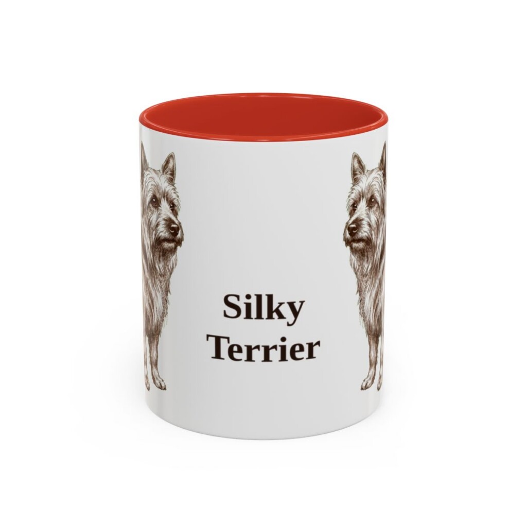 11oz Silky Terrier Mug, Red, front view