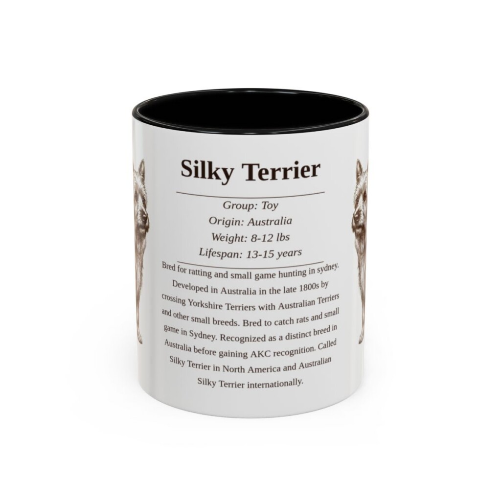 11oz Silky Terrier Mug, Black, front view