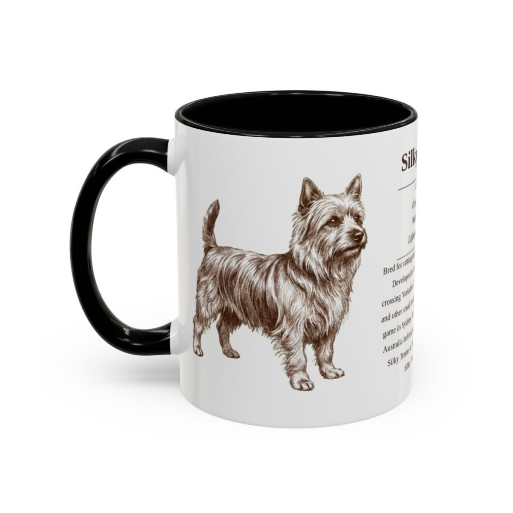 11oz Silky Terrier Mug, Black, left side view
