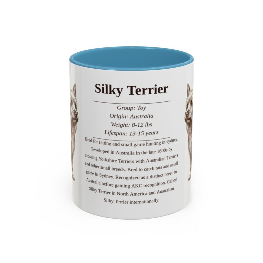 11oz Silky Terrier Mug, Light Blue, front view
