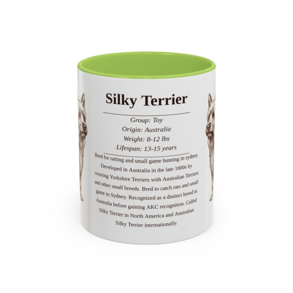 11oz Silky Terrier Mug, Light Green, front view