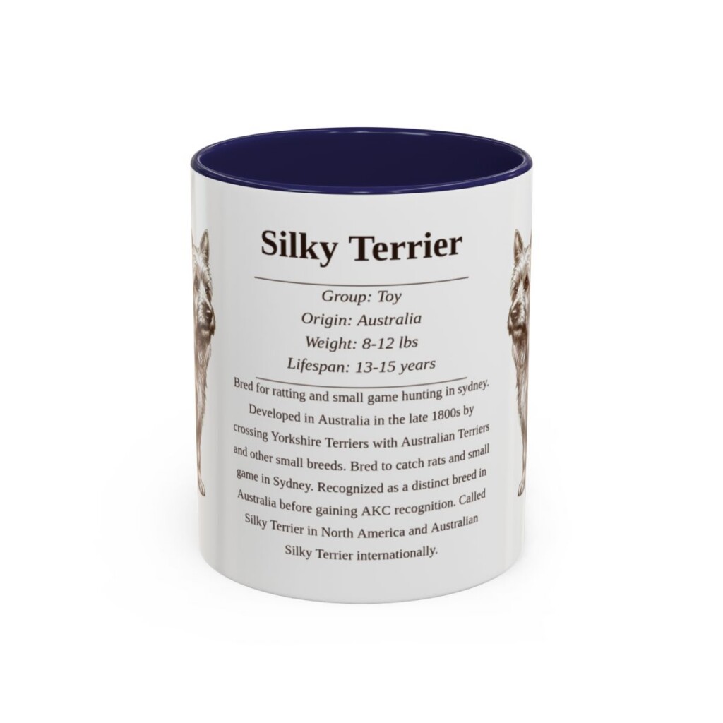 11oz Silky Terrier Mug, Navy, front view