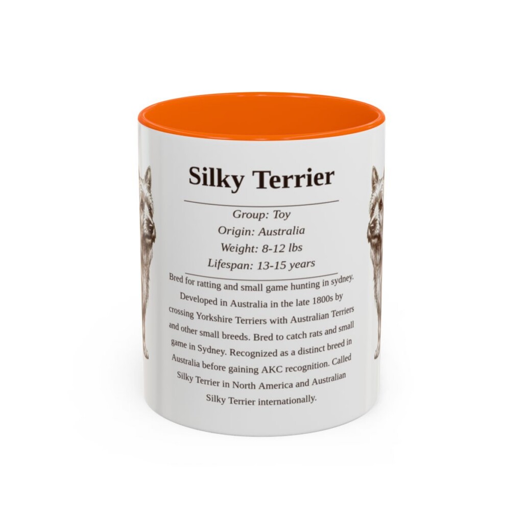 11oz Silky Terrier Mug, Orange, front view
