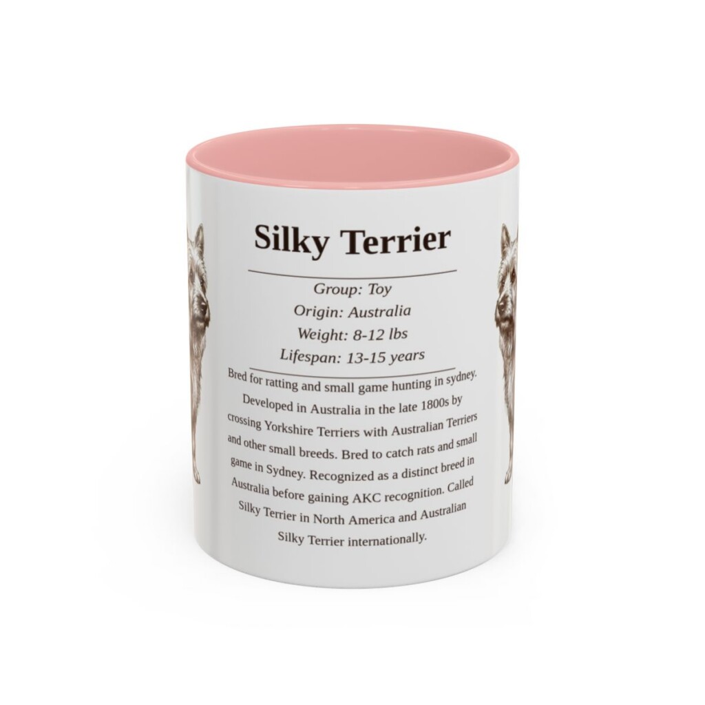 11oz Silky Terrier Mug, Pink, front view