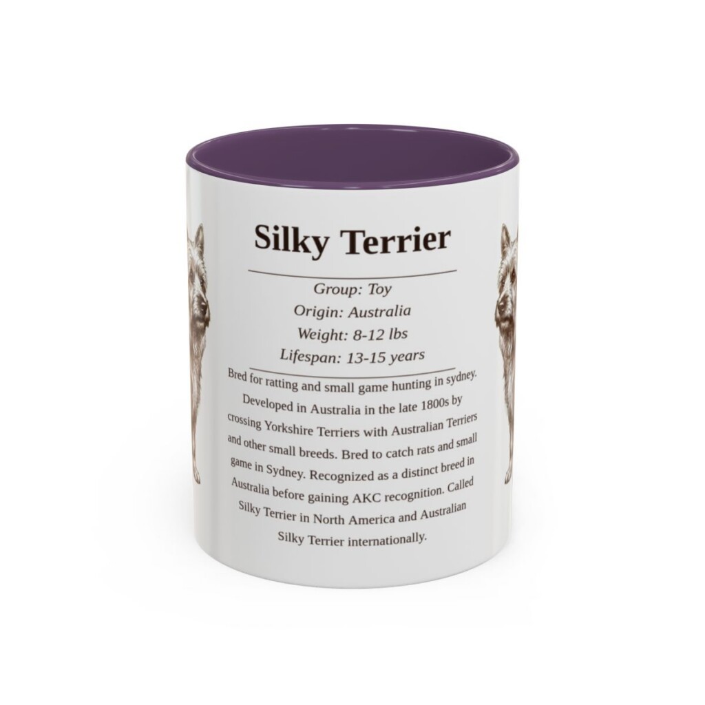 11oz Silky Terrier Mug, Purple, front view