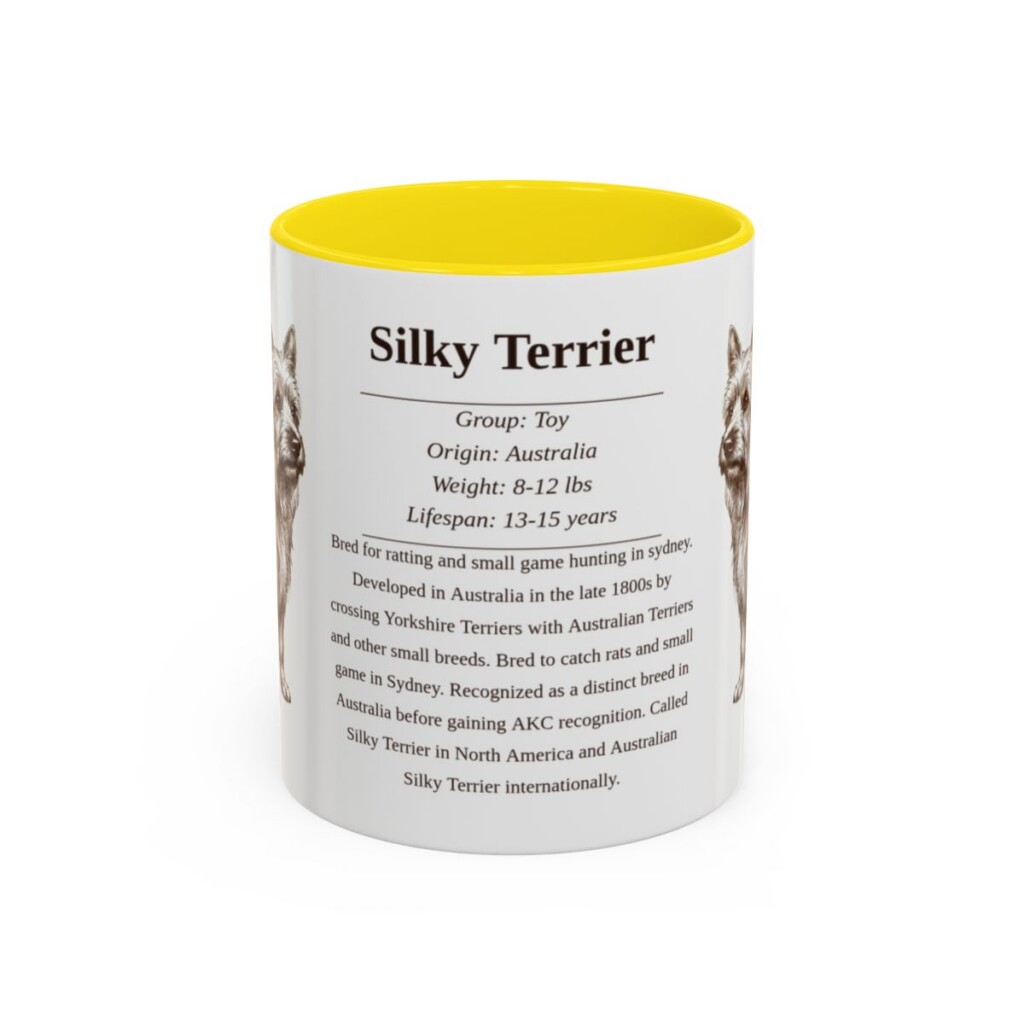 11oz Silky Terrier Mug, Yellow, front view