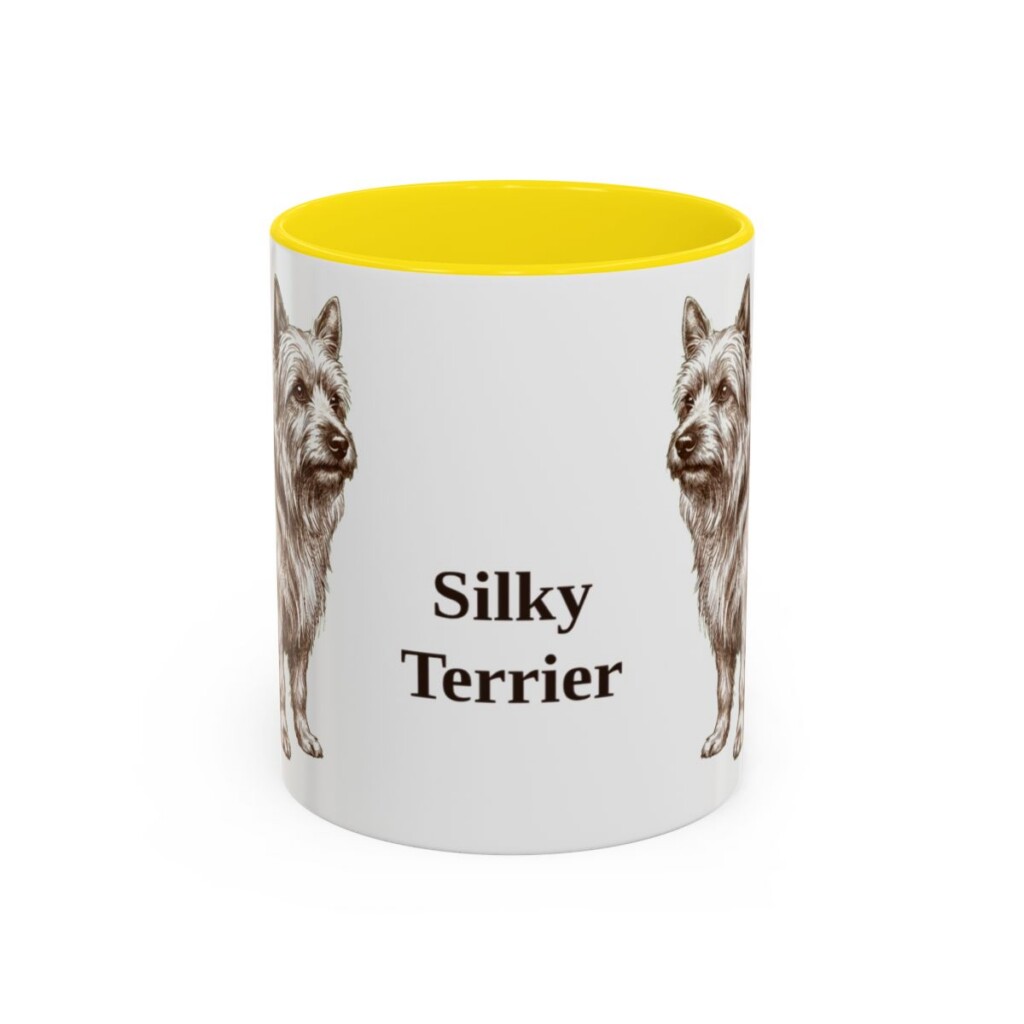 11oz Silky Terrier Mug, Yellow, front view