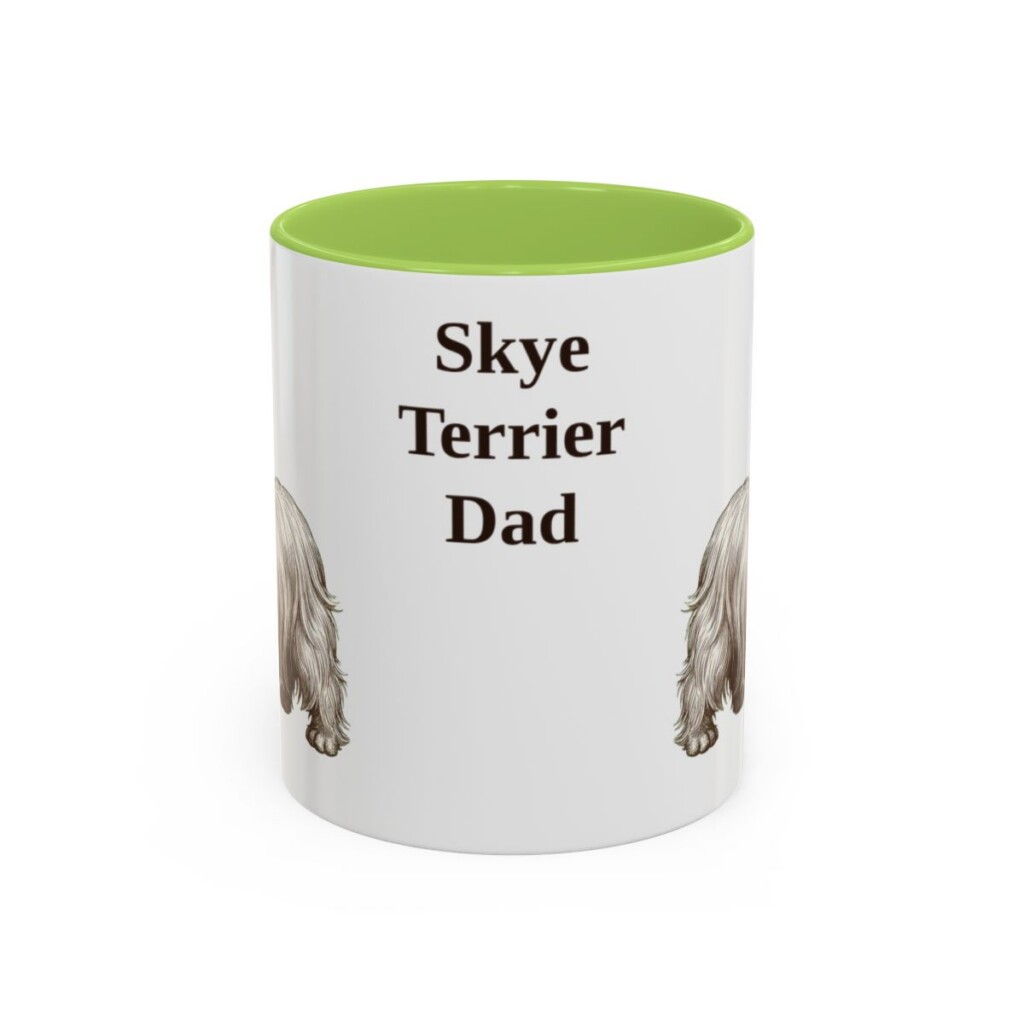 11oz-skye-terrier-mug-dad-light-green 11oz Skye Terrier Dog Dad Mug, Light Green, front view