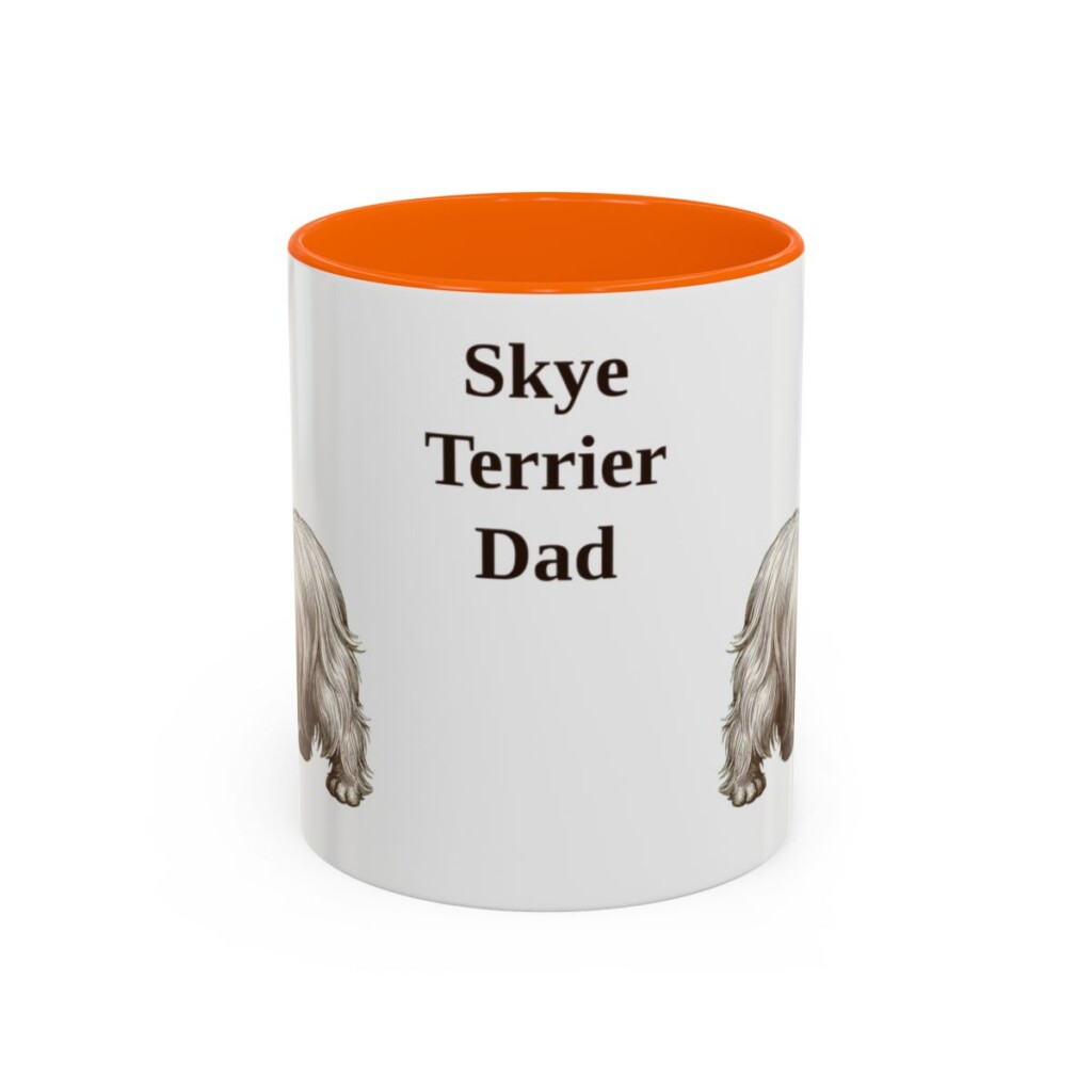 11oz-skye-terrier-mug-dad-orange 11oz Skye Terrier Dog Dad Mug, Orange, front view
