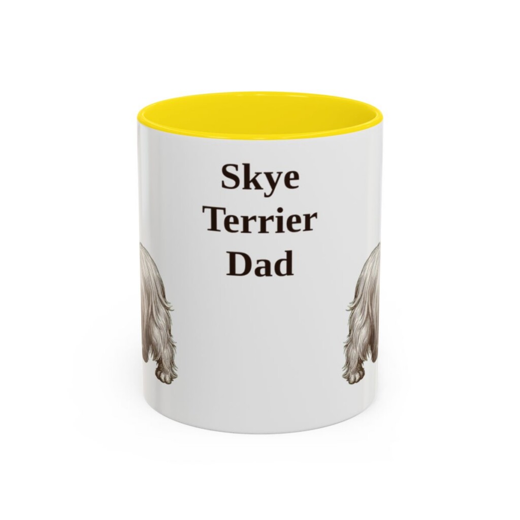 11oz-skye-terrier-mug-dad-yellow 11oz Skye Terrier Dog Dad Mug, Yellow, front view
