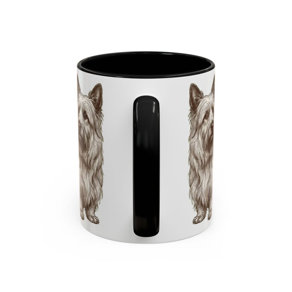 11oz Funny Skye Terrier Mug, Black, back view