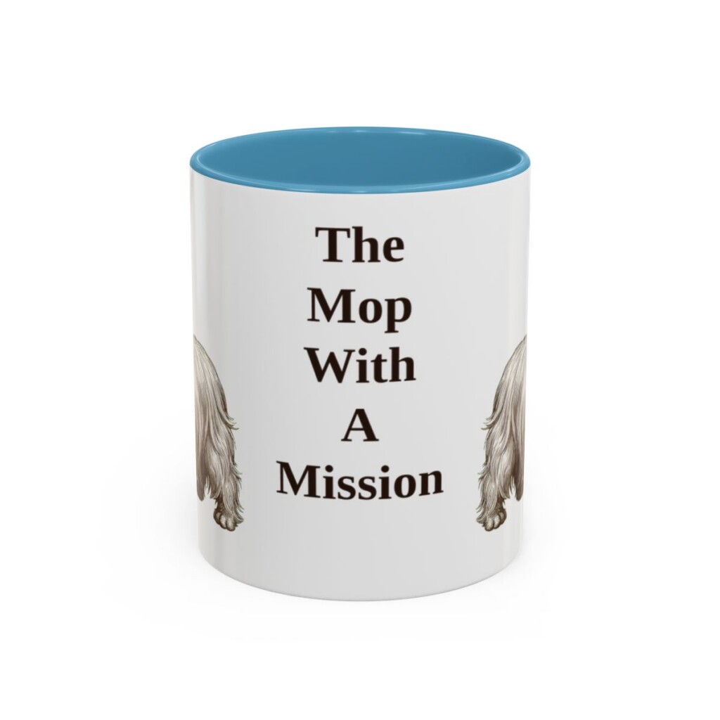 11oz Funny Skye Terrier Mug, Light Blue, front view