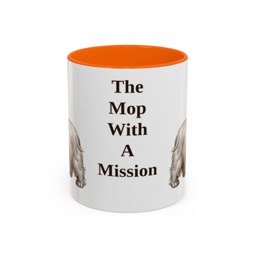 11oz Funny Skye Terrier Mug, Orange, front view