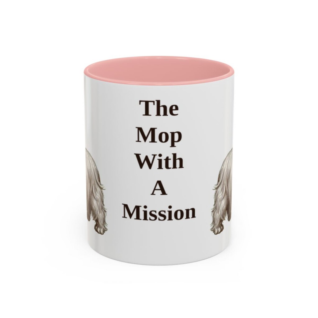11oz Funny Skye Terrier Mug, Pink, front view