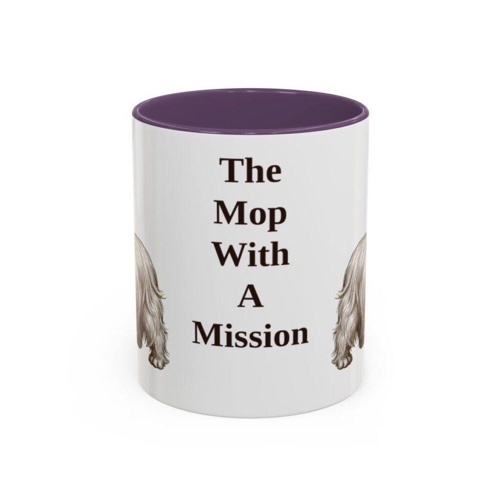 11oz Funny Skye Terrier Mug, Purple, front view
