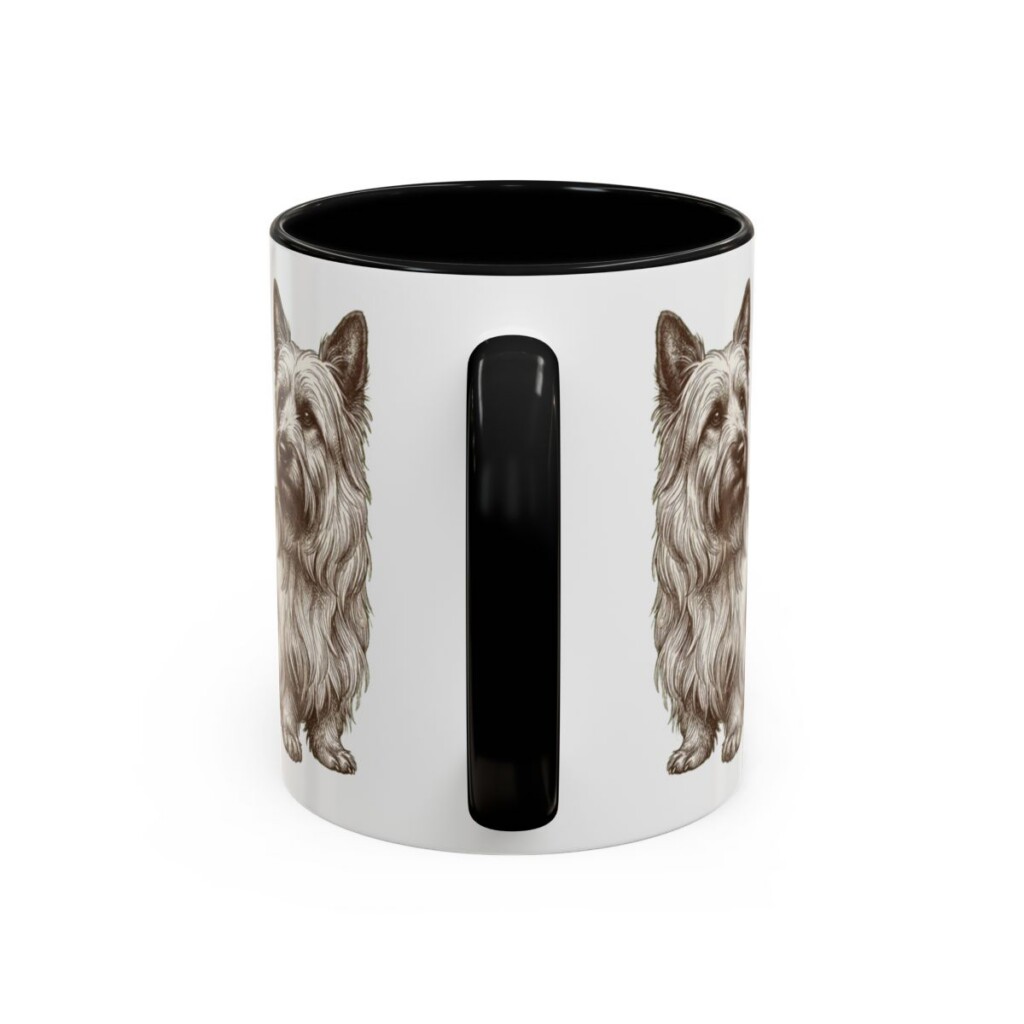 11oz Skye Terrier Latin Mug, Black, back view