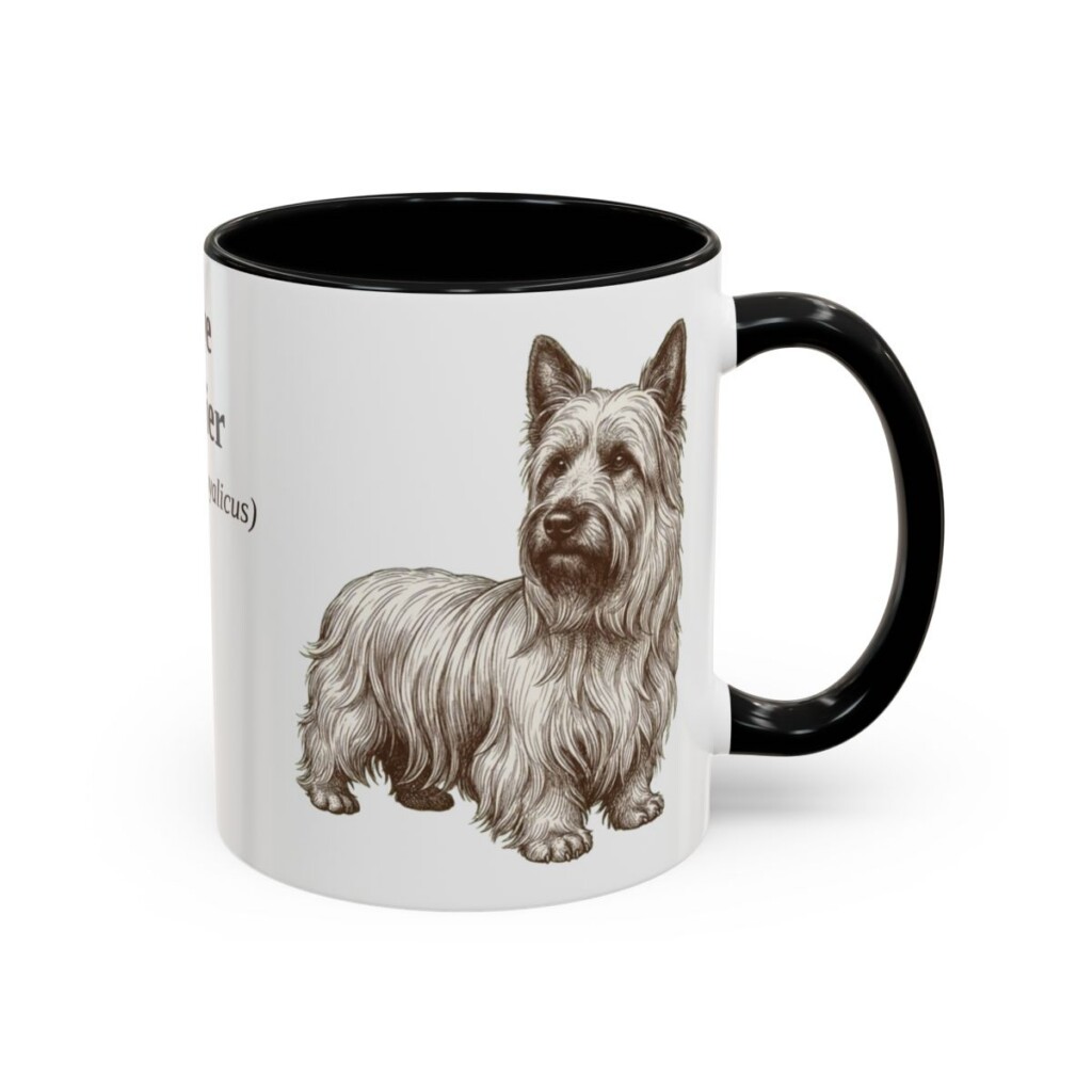 11oz Skye Terrier Latin Mug, Black, right side view