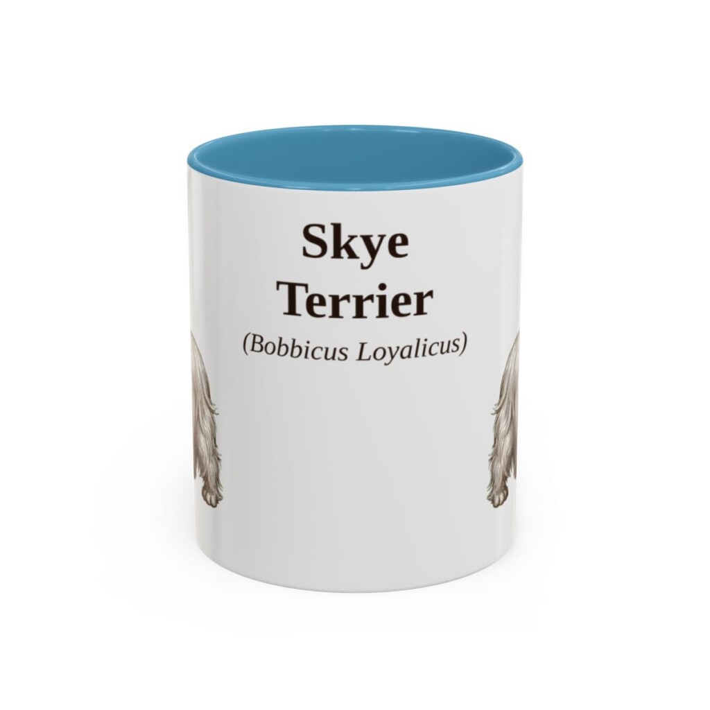 11oz Skye Terrier Latin Mug, Light Blue, front view