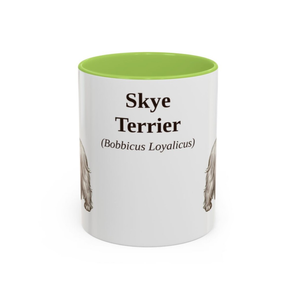 11oz Skye Terrier Latin Mug, Light Green, front view