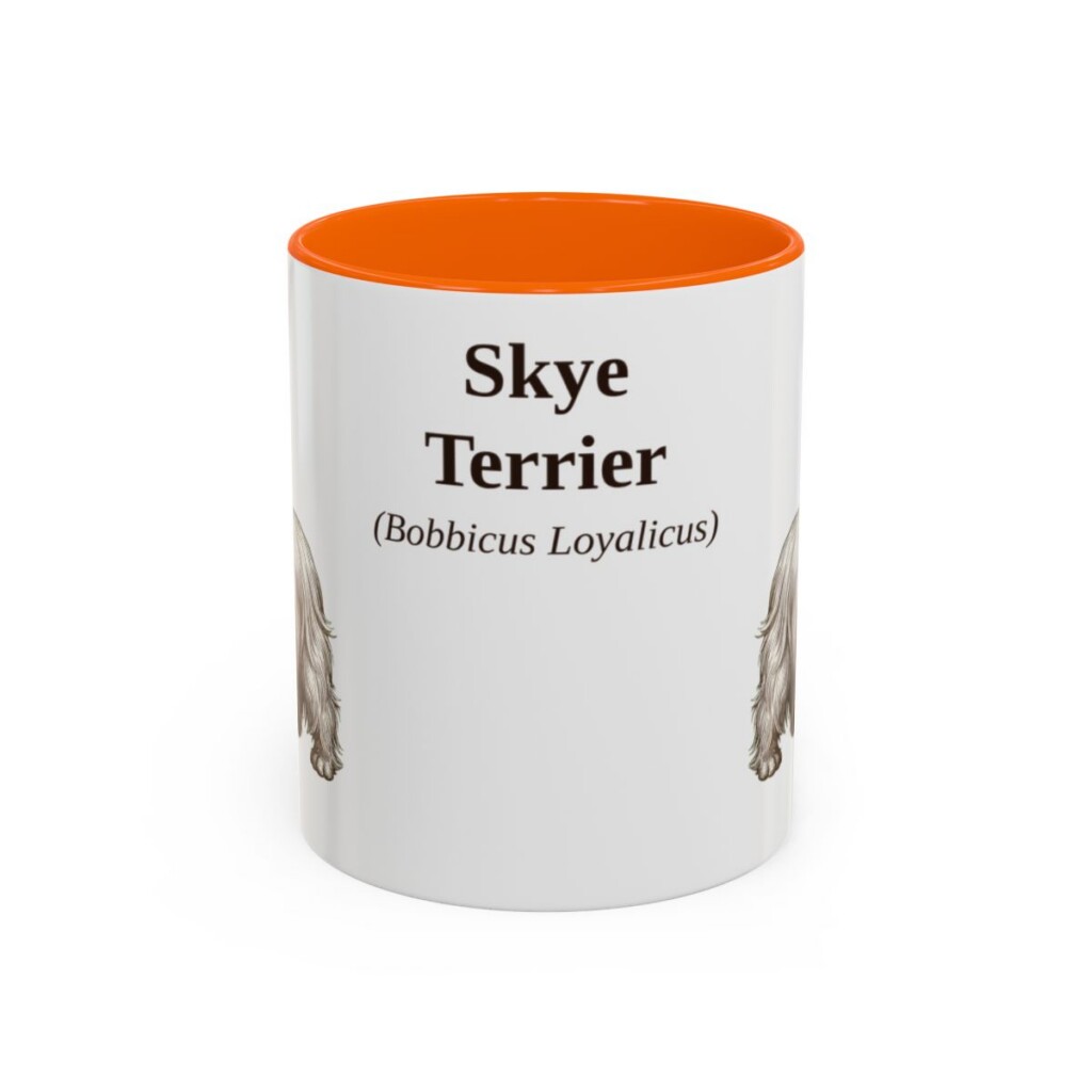 11oz Skye Terrier Latin Mug, Orange, front view