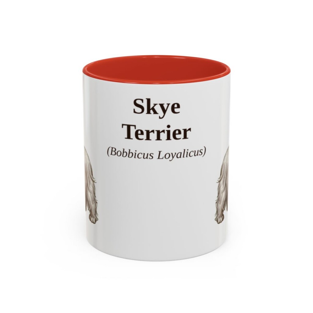 11oz Skye Terrier Latin Mug, Red, front view