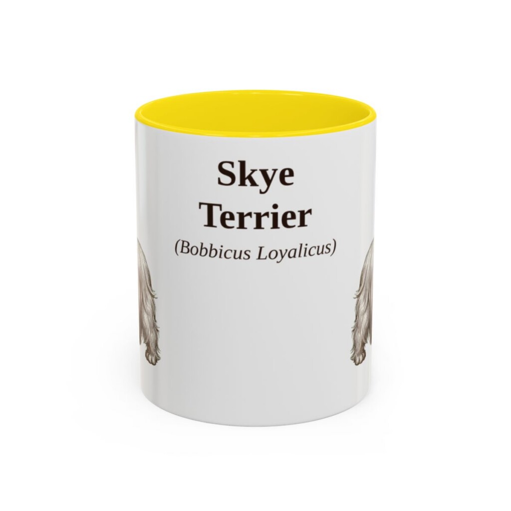 11oz Skye Terrier Latin Mug, Yellow, front view