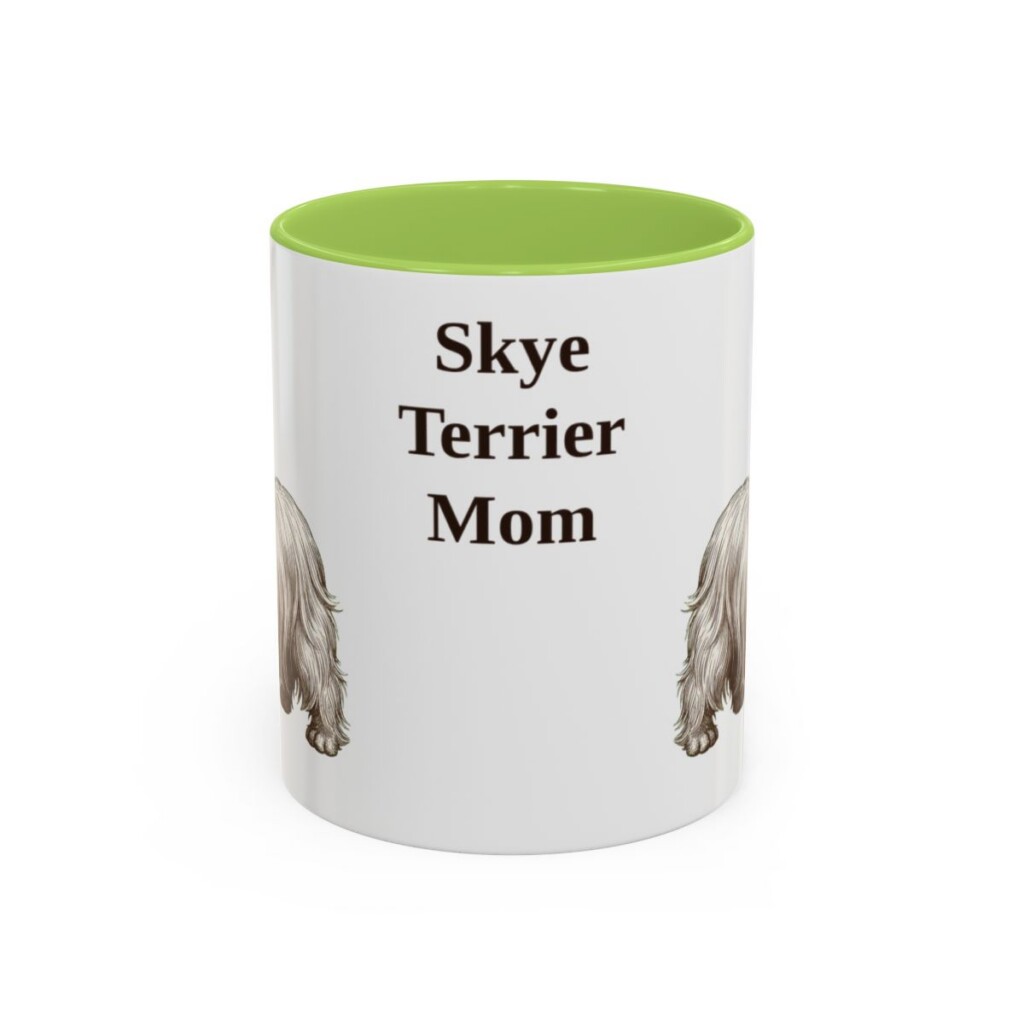 11oz Skye Terrier Dog Mom Mug, Light Green, front view